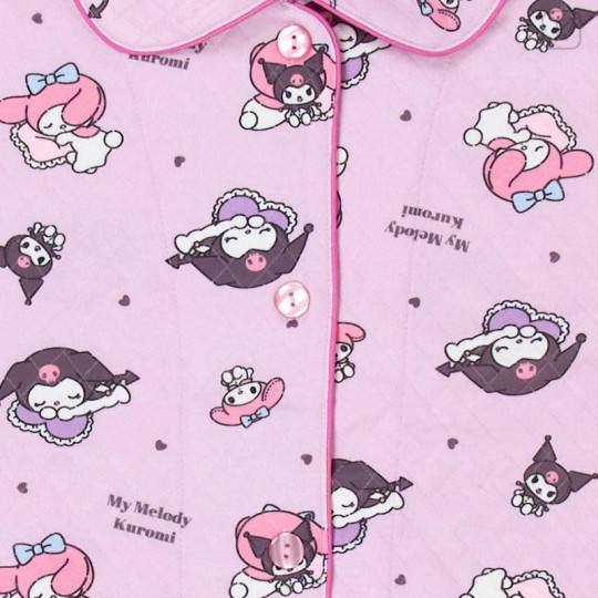 Japan Sanrio Long Sleeve Shirt Pajamas (M) - Kuromi & My Melody : Good Dream Pink - 4