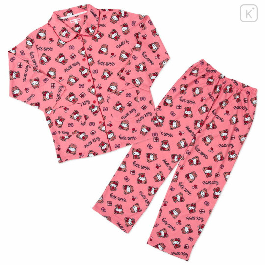 Japan Sanrio Long Sleeve Shirt Pajamas (L) - Hello Kitty : Bear Pink - 1