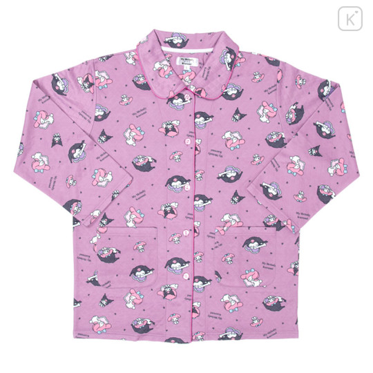 Japan Sanrio Long Sleeve Shirt Pajamas (L) - Kuromi & My Melody : Good Dream Purple - 2