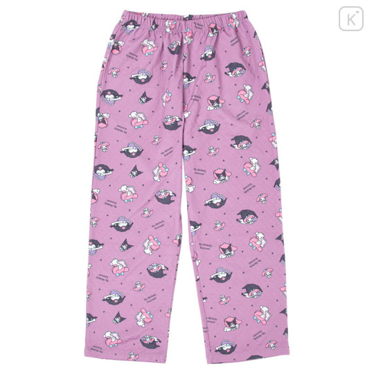 Japan Sanrio Long Sleeve Shirt Pajamas (L) - Kuromi & My Melody : Good Dream Purple - 3