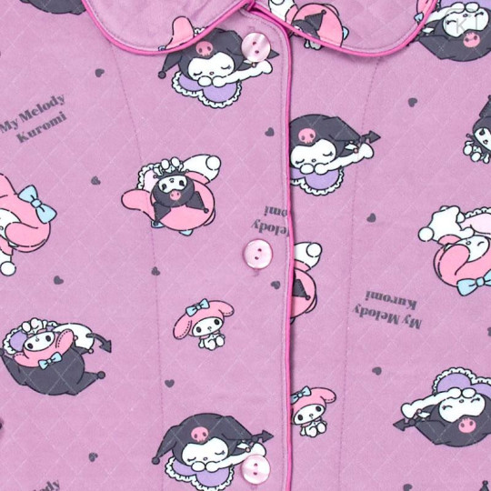Japan Sanrio Long Sleeve Shirt Pajamas (L) - Kuromi & My Melody : Good Dream Purple - 4