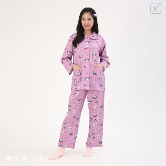 Japan Sanrio Long Sleeve Shirt Pajamas (L) - Kuromi & My Melody : Good Dream Purple - 5