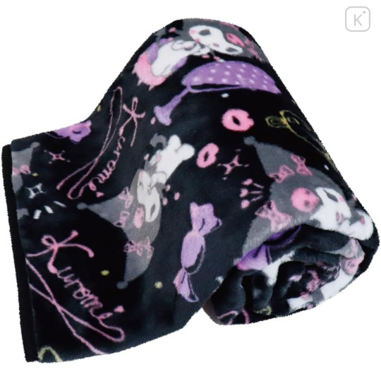 Japan Sanrio Fluffy Throw Blanket - Kuromi : Beauty Queen Black - 2