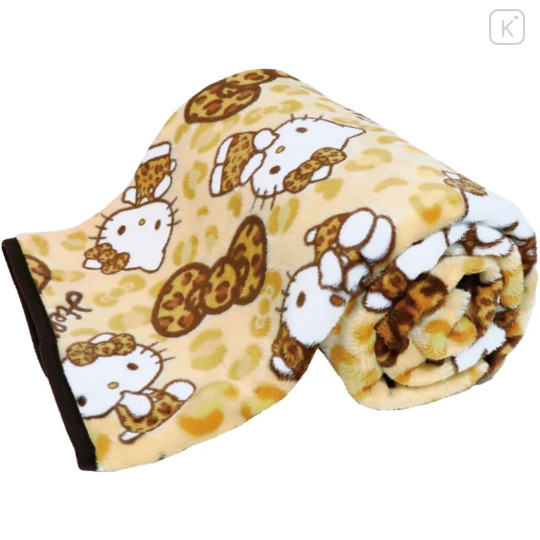 Japan Sanrio Fluffy Throw Blanket - Hello Kitty : Leopard Ribbon - 2