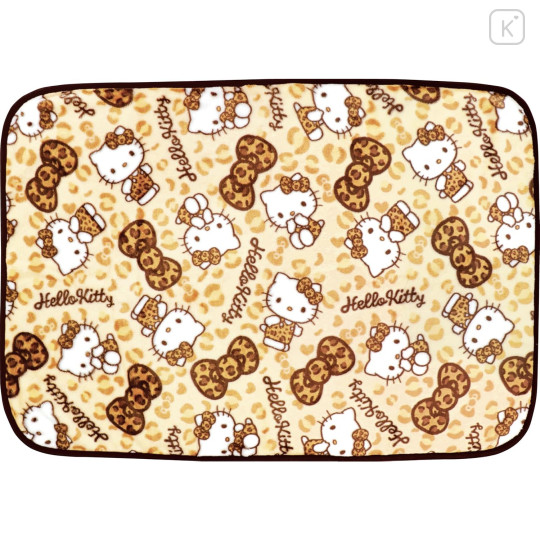 Japan Sanrio Fluffy Lap Blanket - Hello Kitty : Leopard Ribbon - 1