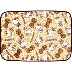 Japan Sanrio Fluffy Lap Blanket - Hello Kitty : Leopard Ribbon