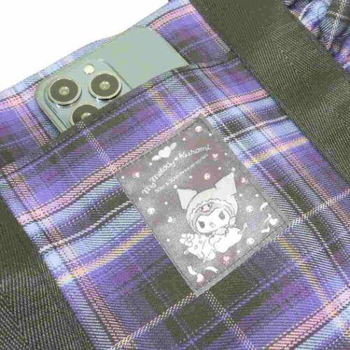 Japan Sanrio 2 Way Mini Tote Bag - Kuromi : 20th Anniversary Frill Black Purple - 4