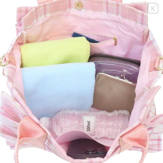 Japan Sanrio 2 Way Mini Tote Bag - My Melody : 50th Anniversary Frill Pink - 3