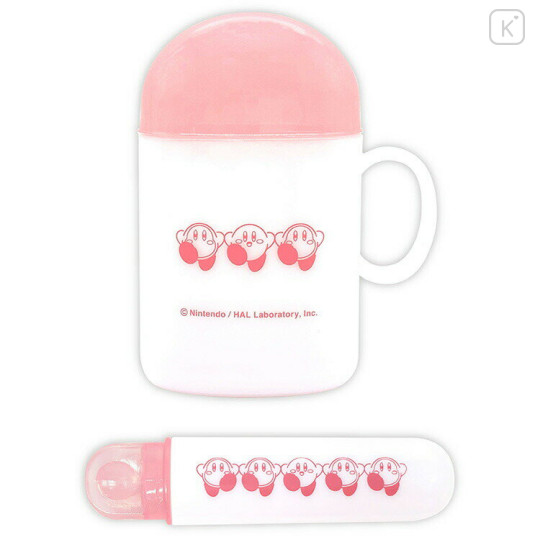 Japan Kirby Toothbrush Set - Kirby : Play With Waddle Dee Light Pink - 1