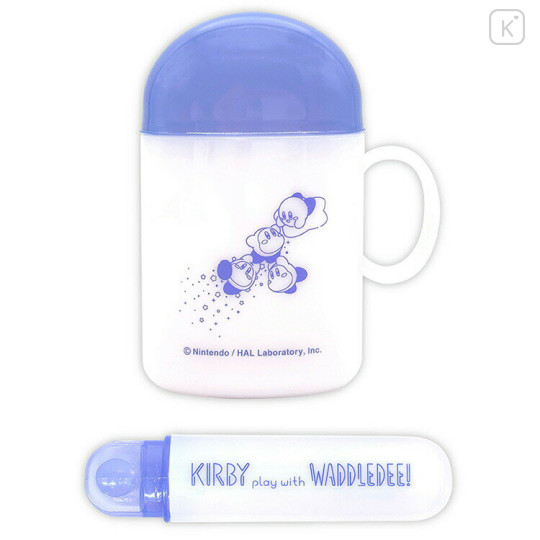 Japan Kirby Toothbrush Set - Kirby : Play With Waddle Dee Light Purple Blue - 1