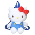 Japan Sanrio Plush Backpack - Hello Kitty : Sitting Blue - 1