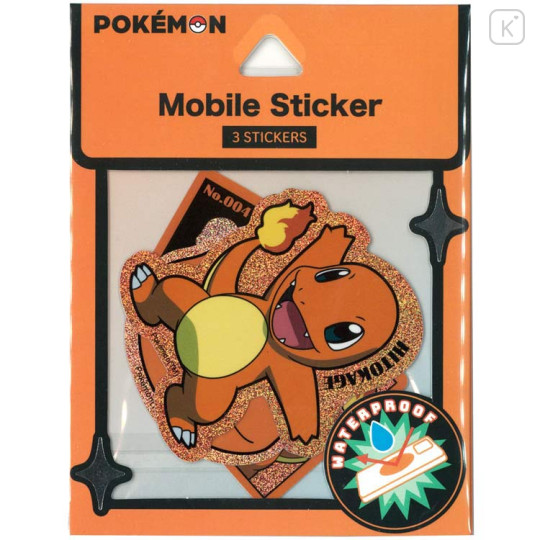 Japan Pokemon Waterproof Mobile Sticker Pack - Charmander : Glitter - 1