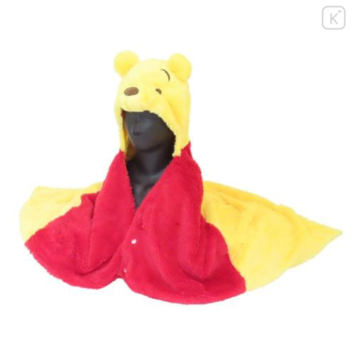 Japan Disney Fluffy Hooded Blanket - Pooh - 4