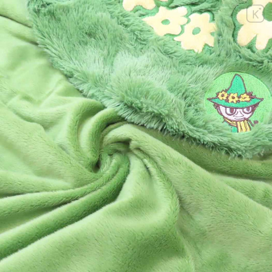 Japan Moomin Fluffy Hooded Blanket - Snufkin : Green - 3