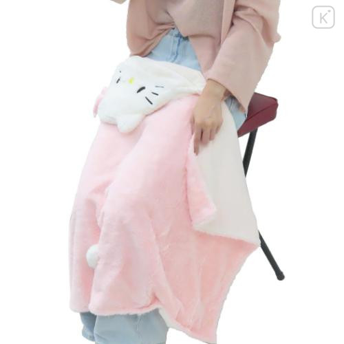 Japan Sanrio Fluffy Hooded Blanket - Hello Kitty : Pink - 5