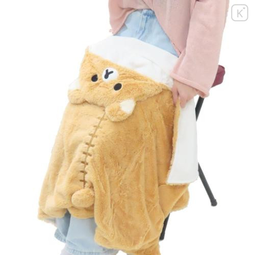 Japan San-X Fluffy Hooded Blanket - Rilakkuma - 5