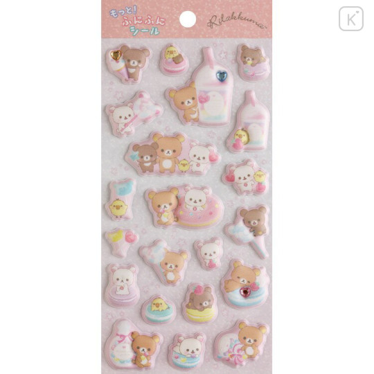 Japan San-X Marshmallow Stickers - Rilakkuma : Squishy Rhinestones Pink - 1