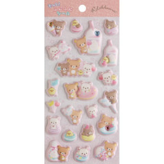 Japan San-X Marshmallow Stickers - Rilakkuma : Squishy Rhinestones Pink