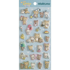 Japan San-X Marshmallow Stickers - Rilakkuma : Squishy Rhinestones Blue