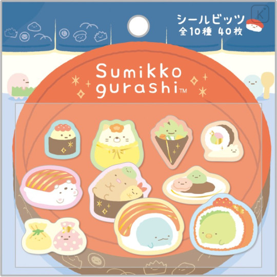 Japan San-X Drop Seal Bits - Sumikko Gurashi : Anytime Sushi Gold Foil - 1