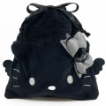 Japan Sanrio Face Drawstring Bag - Hello Kitty : Black Angel Black - 1