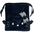 Japan Sanrio Face Drawstring Bag - Hello Kitty : Black Angel Black - 2