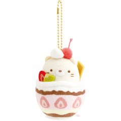 Japan San-X Hanging Plush - Sumikko Gurashi : Fruit Parlor Strawberry Parfait Neko