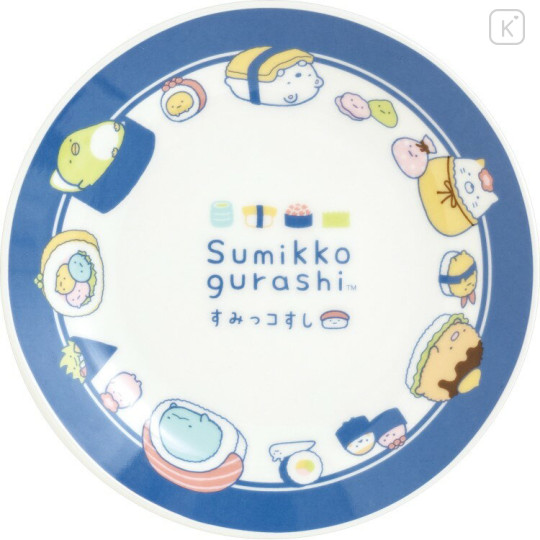 Japan San-X Ceramic Plate - Sumikko Gurashi : Anytime Sushi Blue - 1