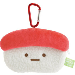 Japan San-X Mini Plush Pouch with Carabiner - Sumikko Gurashi : Anytime Sushi Tuna