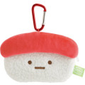 Japan San-X Mini Plush Pouch with Carabiner - Sumikko Gurashi : Anytime Sushi Tuna - 1