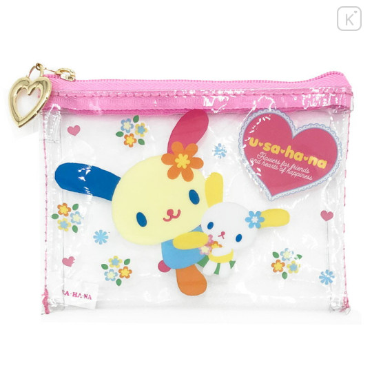 Japan Sanrio Clear Flat Mini Pouch - Usahana : Pink - 1