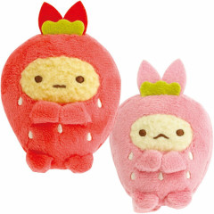 Japan San-X Tenori Plush (SS) Set - Sumikko Gurashi : Fruit Parlor Strawberry Ebiten & Ebifurai no Shippo Fried Shrimp Tail