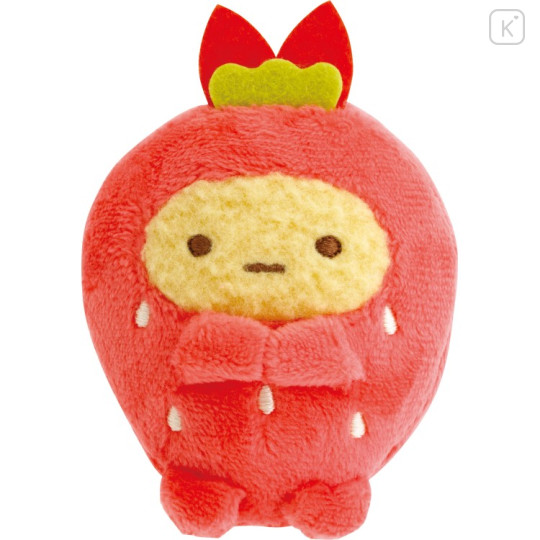 Japan San-X Tenori Plush (SS) Set - Sumikko Gurashi : Fruit Parlor Strawberry Ebiten & Ebifurai no Shippo Fried Shrimp Tail - 2