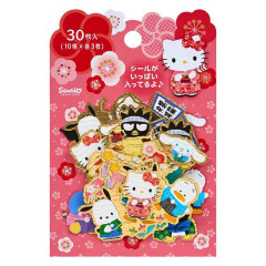 Japan Sanrio Gold Foil Sticker Set - Characters Happy New Year 2026