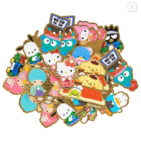Japan Sanrio Gold Foil Sticker Set - Characters Happy New Year - 2