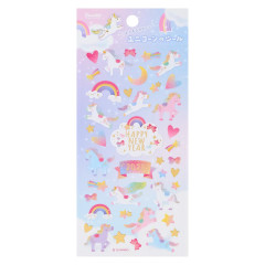 Japan Sanrio Gold Foil Seal Sticker - Happy New Year 2026 Year Of Horse Unicorn