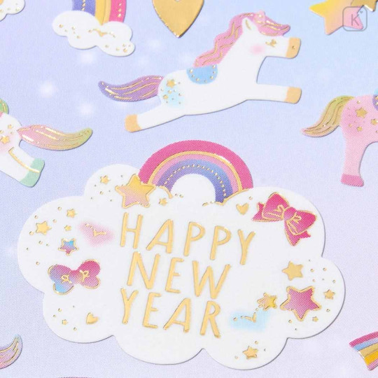 Japan Sanrio Gold Foil Seal Sticker - Happy New Year 2026 Year Of Horse Unicorn - 2