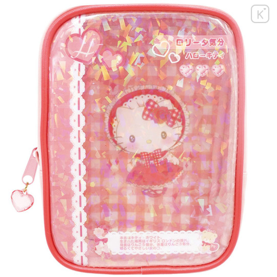 Japan Sanrio Clear Window Pouch - Hello Kitty : Glitter Card Style - 1