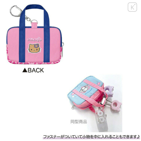 Japan Sanrio Miniature Keychain - Hello Kitty : Y2k Houndstooth School Bag Style Tan Pink - 2