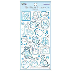 Japan Pokemon Gold Foil Clear Seal Sticker - Brilliant Sticker Water Type Blue × Silver