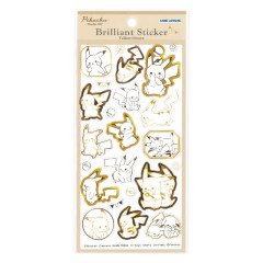 Japan Pokemon Gold Foil Clear Seal Sticker - Brilliant Sticker Pikachu Yellow × Brown