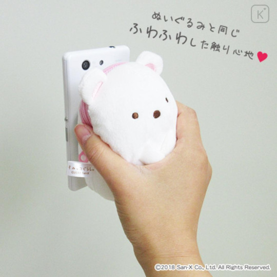 Japan San-X Smapita Plush Pouch Phone Holder - Sumikko Gurashi : Shirokuma - 3