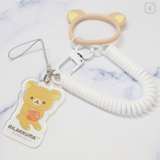 Japan San-X Multi-coil Spring Smartphone Strap Phone Charm - Rilakkuma : Apple - 2