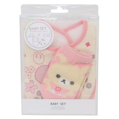 Japan San-X Bib & Socks Set - Korilakkuma : Pink Beige Flower