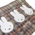 Japan Miffy Mini Pouch & Tissue Case - Miffy : Red Brown Quilted Check - 4