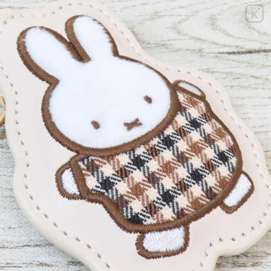 Japan Miffy Sagara Embroidery Keychain - Miffy : Quilted Check - 3