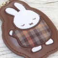 Japan Miffy Sagara Embroidery Keychain - Miffy : Red Brown Quilted Check - 3