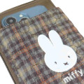 Japan Miffy Smartphone Shoulder Pouch - Miffy : Red Brown Quilted Check - 4