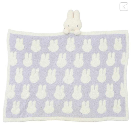 Japan Miffy Fluffy Lap Blanket with Mascot - Miffy : Light Grey - 1