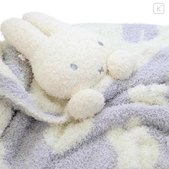 Japan Miffy Fluffy Lap Blanket with Mascot - Miffy : Light Grey - 2